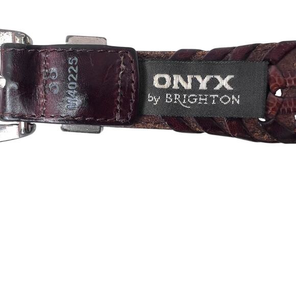 Vtg. ONYX By Brighton 2 Tone Braided Leather Belt with a Silver Buckle Size 38 main image 5